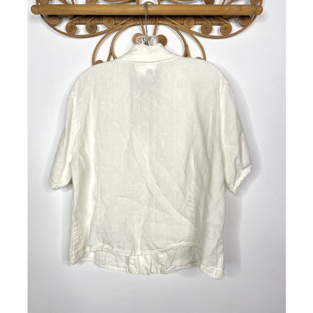 Flax women's white linen button down shirt M - Picture 6 of 6